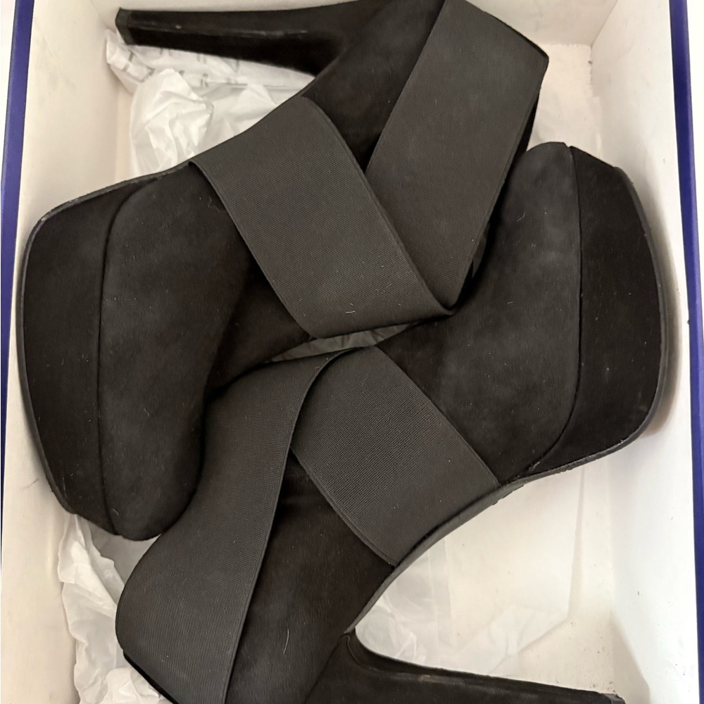 Stuart Weitzman black suede Platform Heels